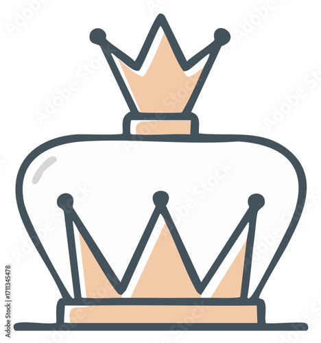 Doodle crown vector illustration for print or design King royal symbol monarchy