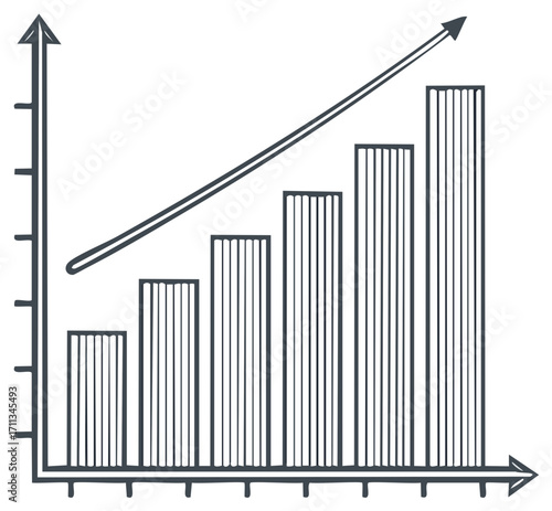 Hand drawn graph showing financial growth and rising business statistics