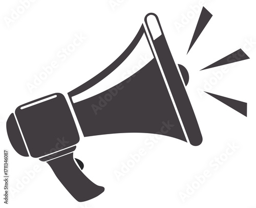Silhouette of a Loudspeaker megaphone announcing with sound waves