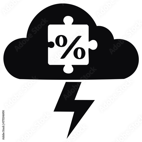 Cloud with Puzzle Piece Percentage and Lightning Bolt Icon