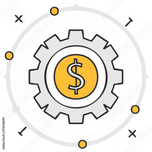 Financial Gear with Dollar Symbol Inside