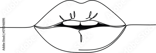 Stylized illustration of open lips expressing a subtle smile, conveying beauty and expression