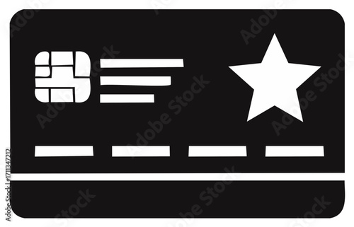 Stylized Black Credit Card with Star Loyalty Rewards Icon