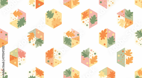 Autumnal Cubes - A Pattern of Seasonal Leaves.