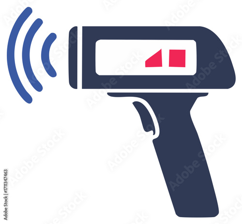 Infrared thermometer with display and blue waves, electronic equipment