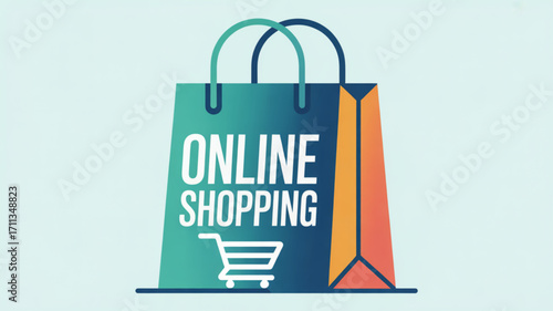 Online shopping bag vector for e commerce retail store sale and discount promotion graphic design template
