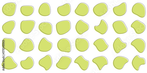 Organic colorful blob shapes. Round abstract organic shape collection. Pebble, drops and stone. Random abstract liquid organic irregular blotch shapes. Different Random circle, decor, wallpaper. EPS10