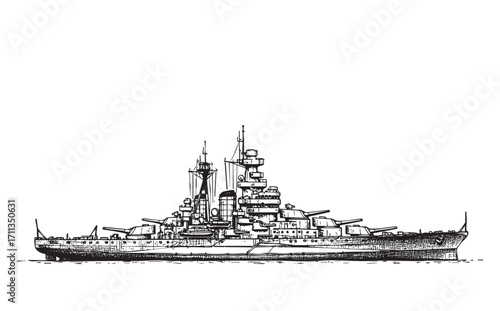 battle ship war engraving vector style