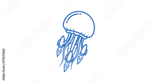 Jellyfish with Rockets Creative Illustration.