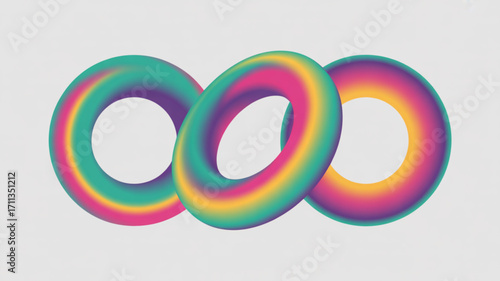 Abstract gradient torus shapes design vector illustration with colorful rings for art and design projects