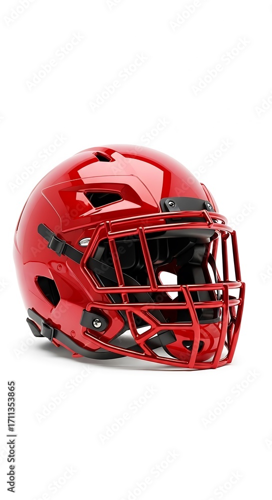 Fototapeta premium Red Football Helmet with Facemask.