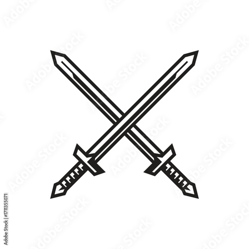 Crossed Swords in Outlined Style