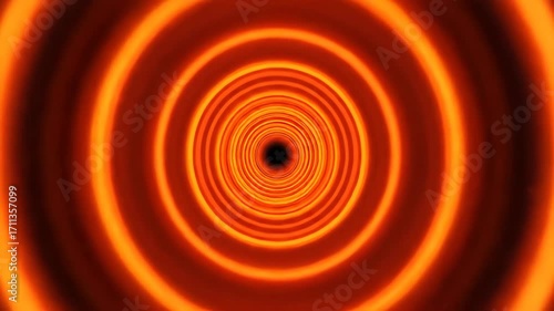 Seamlessly looping pulsating orange and red light tunnel with concentric rings expanding expanding, pulsating, design