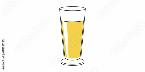 Tall glass of orange juice with minimalistic style on transparency background