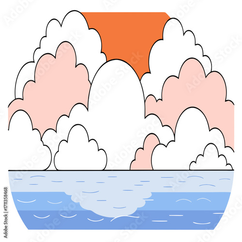 Soft gradient sky with white clouds and blue tones creating peaceful and dreamy atmosphere