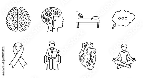 Mental and Physical Health Wellness Icons