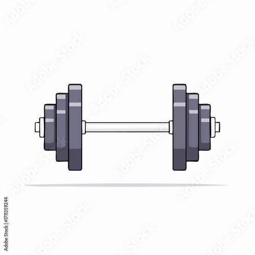 Illustration of a barbell with weight plates for fitness and strength training on a white background