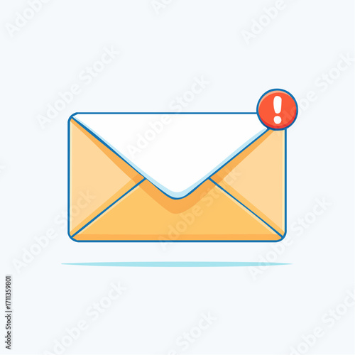 Email Notification Alert New Message Received Icon with Exclamation Mark for Urgent Communication