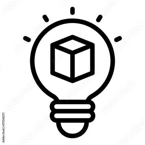 creative idea outline icon with 3d model inside bulb
