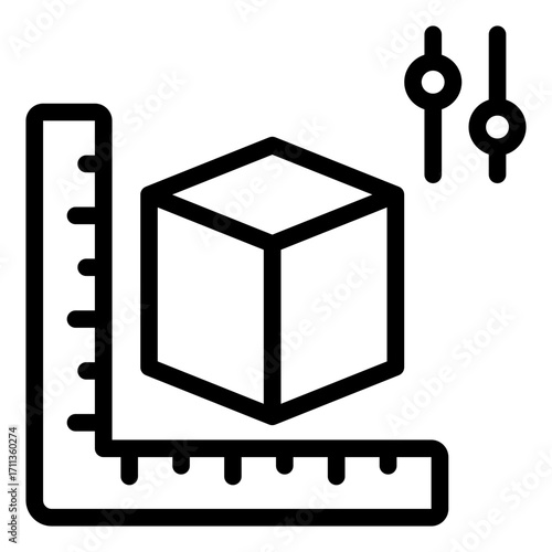 calibrating 3d model outline icon using adjustment tool
