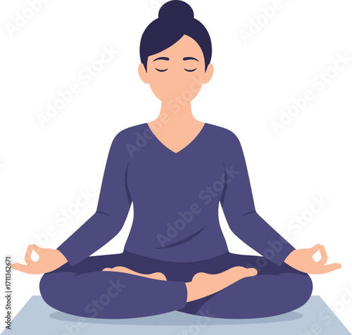 Minimalist Style Meditation Pose Woman in Lotus Position Illustration