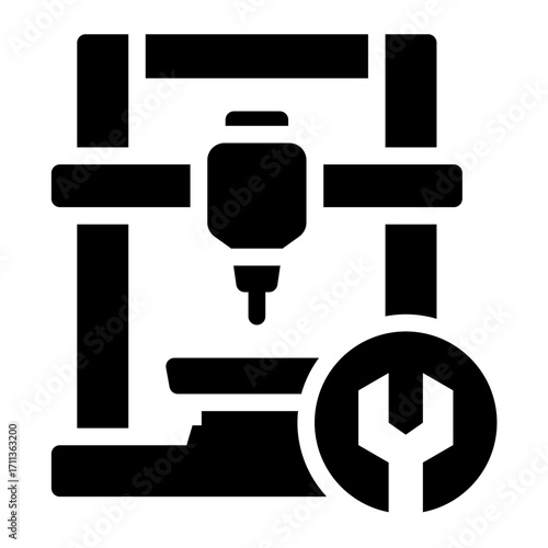 repairing printer glyph icon for 3d machine maintenance task