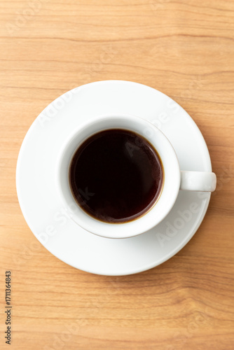ホットコーヒー　木目背景