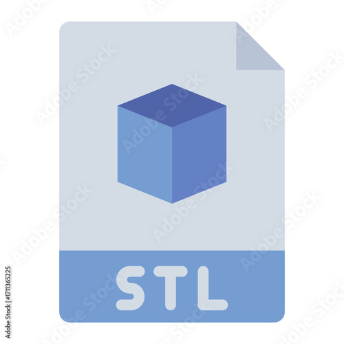 file format flat icon for stl object in 3d printing