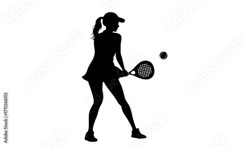 Girl playing padel tennis vector illustration