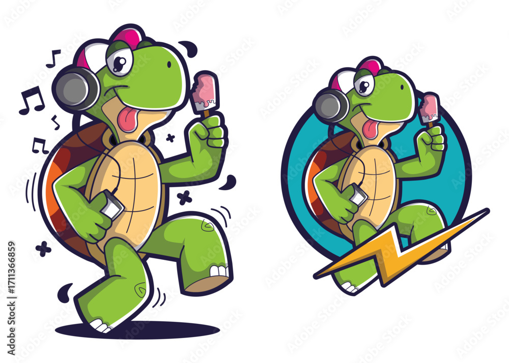 Obraz premium Green turtle cartoon characters