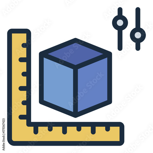 calibrating 3d model filled line icon using adjustment tool
