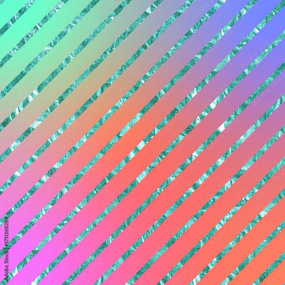 Obraz premium Diagonal Glitter Stripes Rainbow Gradient Background