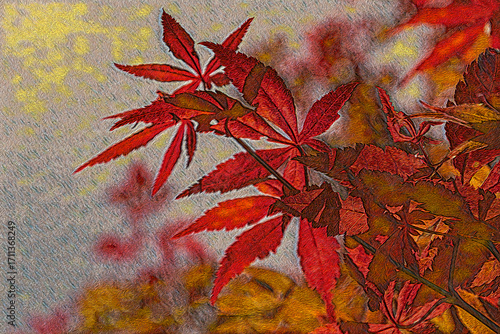 油絵風AI加工のもみじ