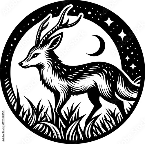 Minimalist black and white vector icon of mythological animal, clean lines, modern, scalable, isolated for creative or digital use