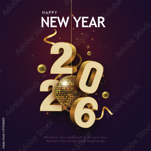 2026 Happy New Year club poster Background for your Flyers and Greetings Card graphic or new year themed party invitations. abstract vector illustration design
