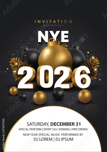 2026 Happy New Year club poster Background for your Flyers and Greetings Card graphic or new year themed party invitations. abstract vector illustration design