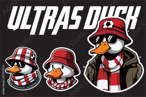 a vector illustration of Duck like ultras hooligan football fans 