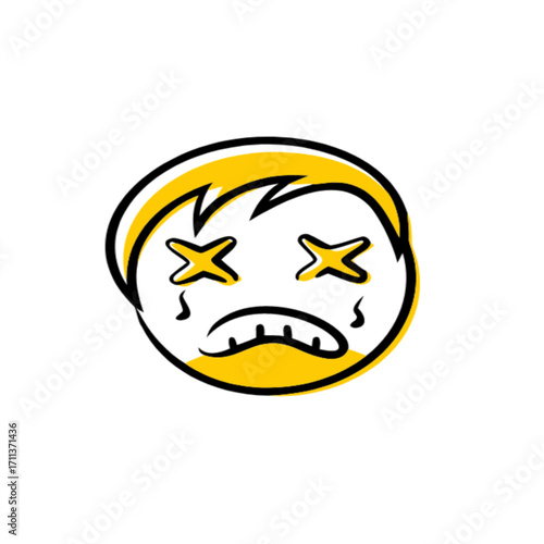 Sad face emoji crying tears of despair and exhaustion