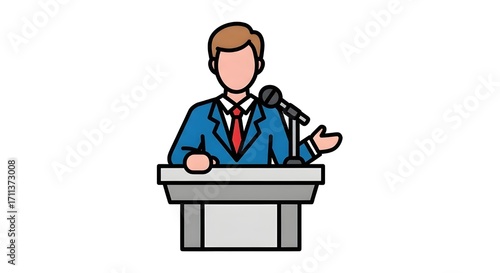 Speaker at Podium Clip Art Illustration