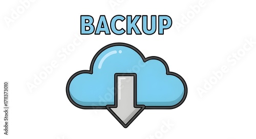 Cartoon Cloud Backup Icon Clip Art Illustration
