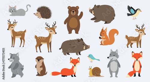 A charming collection of pixel art woodland creatures and forest animals for your design needs.