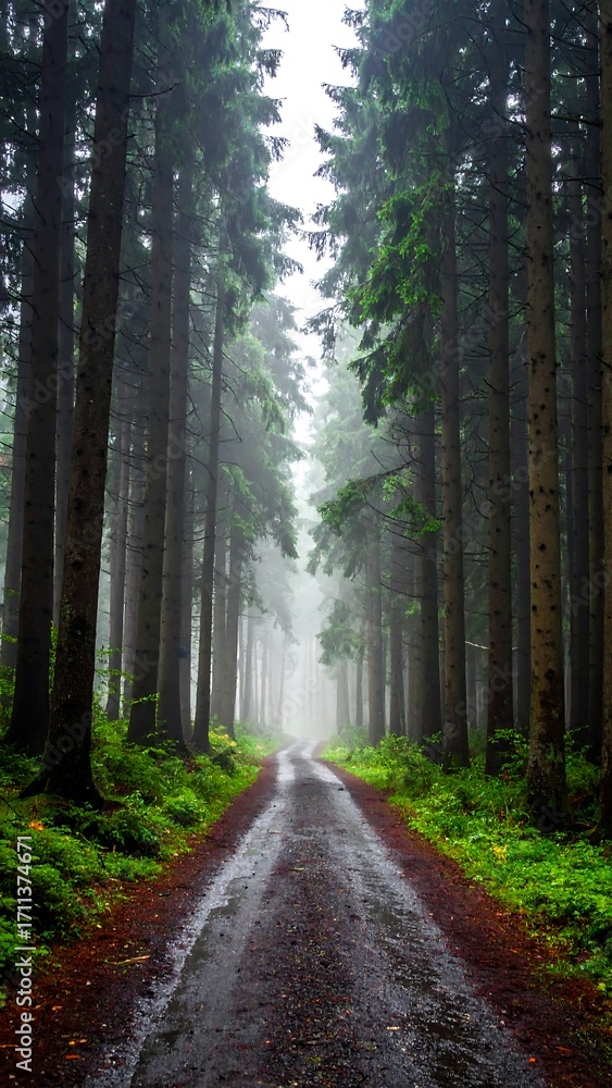 Obraz premium Misty forest path