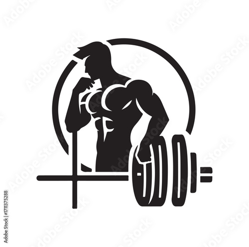 Gym logo and silhouette black on white background