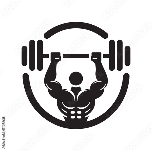 Gym logo and silhouette black on white background