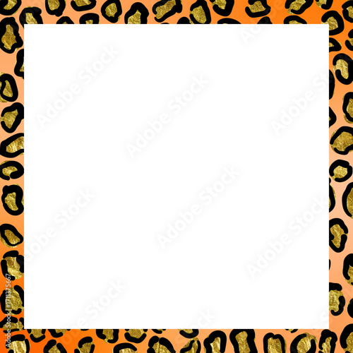 Leopard Print Border with Gold Accents photo orange