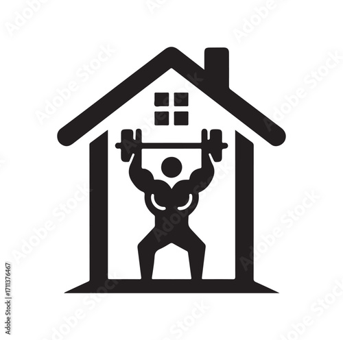 Gym logo and silhouette black on white background