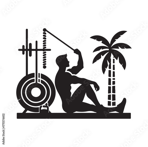Gym logo and silhouette black on white background