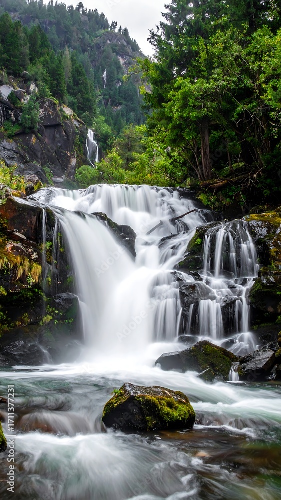 Fototapeta premium Mountain Waterfall Cascading