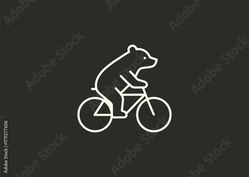 A line art logo of a bear riding a bicycle, symbolizing fun, uniqueness, and creative adventure