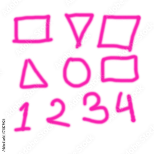 Hand Drawn Geometric Shapes With Numbers Illustration